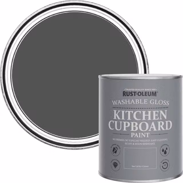 Rust-Oleum Gloss Kitchen Cupboard Paint, Grey, 0.75 l