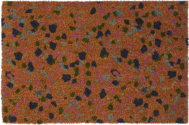 Orsina Sustain Terazzo Coir Doormat in Brown and Gold, Diameter: 100 cm