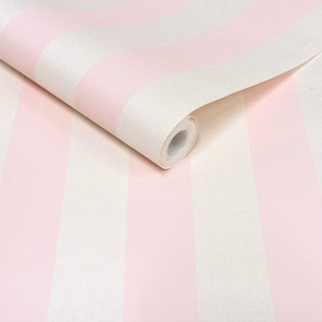 Grandeco Candy Stripe Nursery Textured Wallpaper in Pink