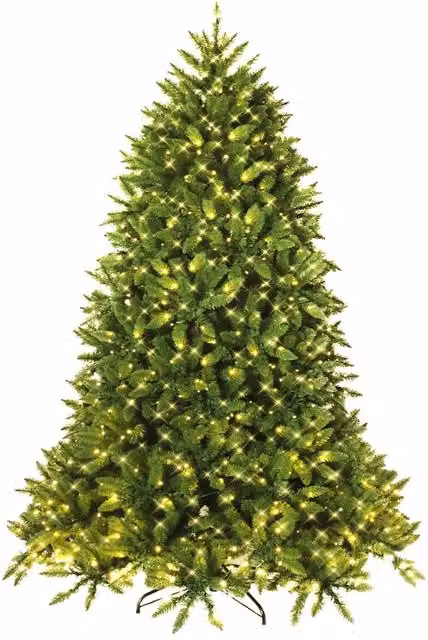 Gymax 180 cm Pre-Lit Green Spruce Christmas Tree with LED Lights