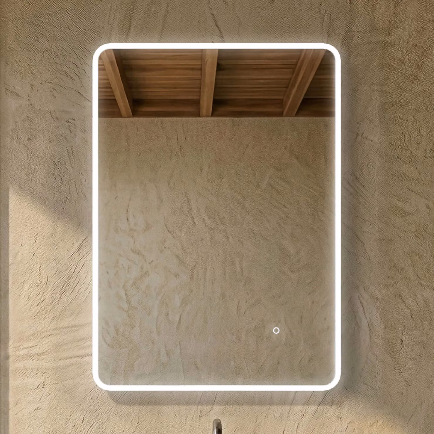 Balterley Soft Square LED Touch Sensor Mirror with Demister, Silver, W: 70 cm, H: 70 cm, D: 50 cm – 4