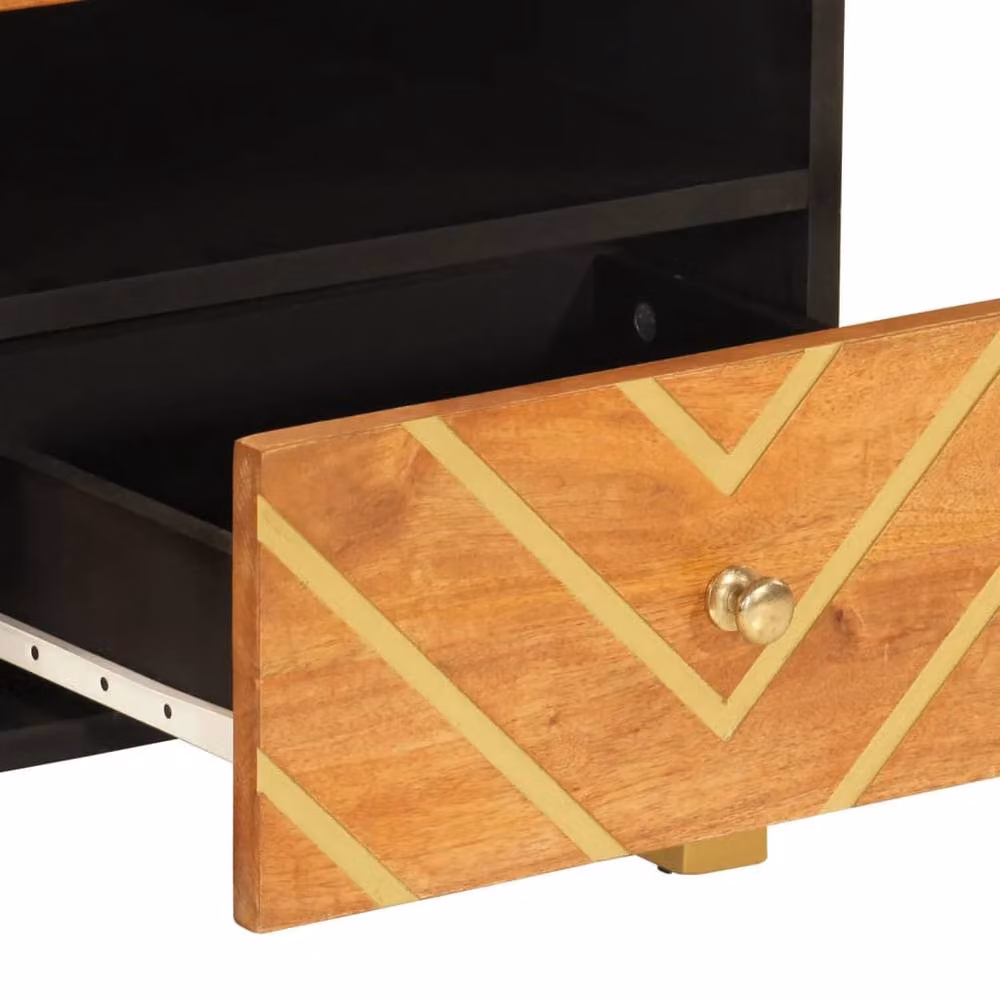 Berkfield Home Industrial Mango Wood Coffee Table in Brown and Black, W/D/H: 80 x 54 x 40 cm – 4