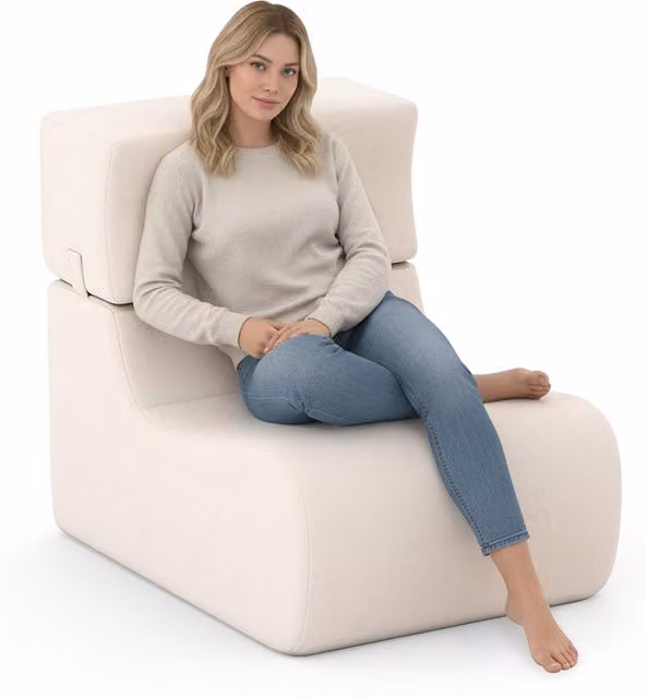 Costway Modern Cozy Reading Chair for Adults in Beige and White