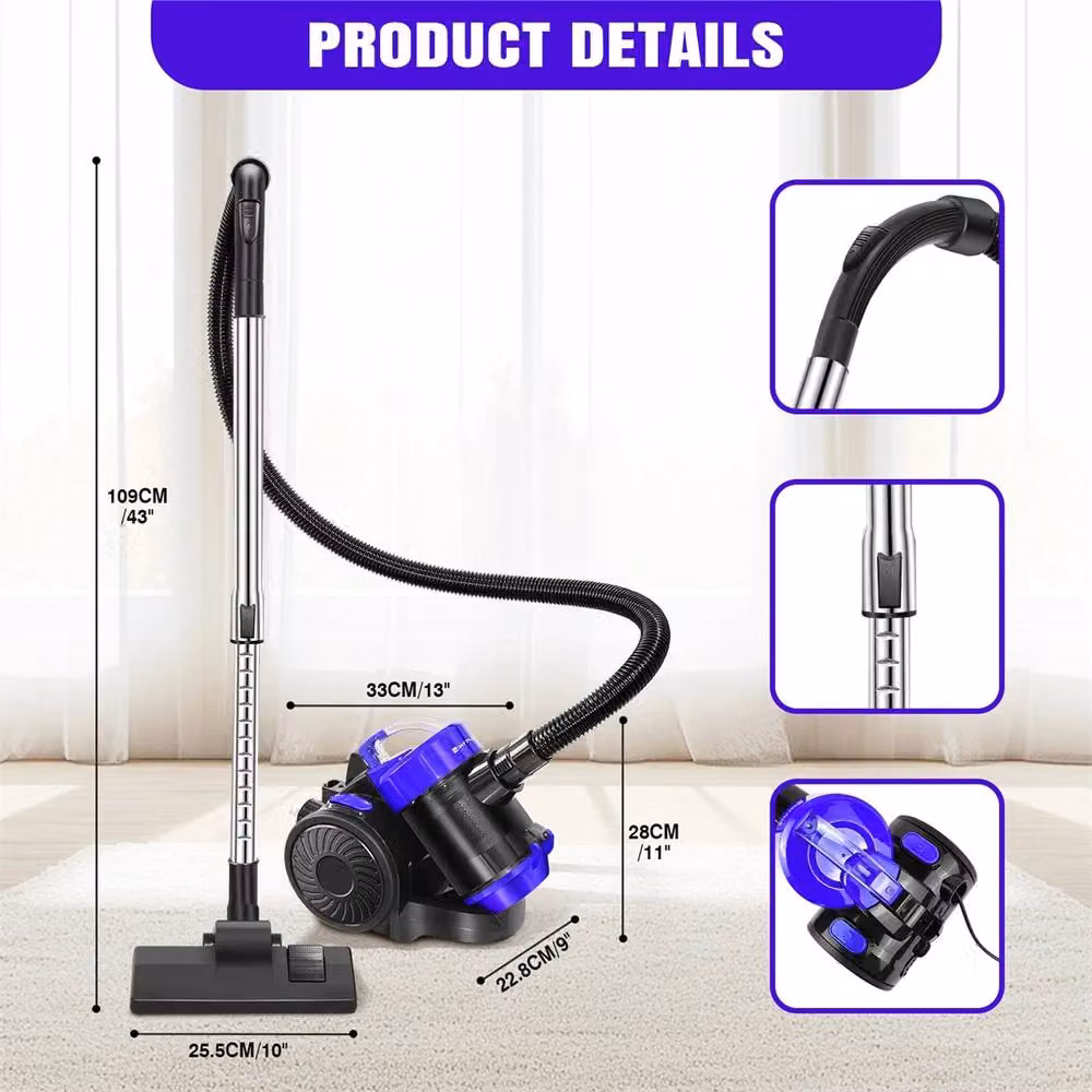 SPETLEK 1600W Bagless Cylinder Vacuum Cleaner with HEPA Filter and Pet Hair Function, Multicolour, 1.5L – 2