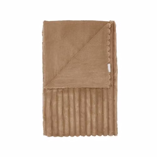Catherine Lansfield Cosy Ribbed Faux Fur Throw in Beige, 130 x 170 cm – 2