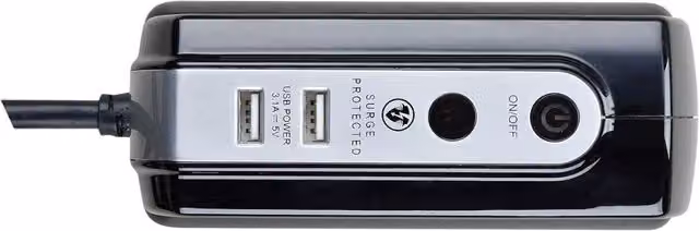 Masterplug 4 Socket Surge Protected Extension Lead with USB Ports, Black