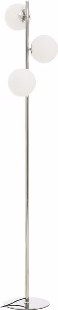 Fifty Five South Modern Chrome Floor Lamp with White Glass Sphere Shade in Silver