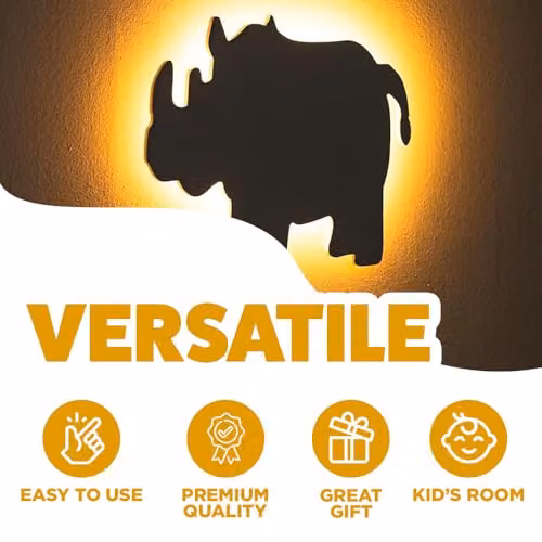 Marco Paul Interiors Rhino Safari Nursery LED Wall Night Light, White – 4