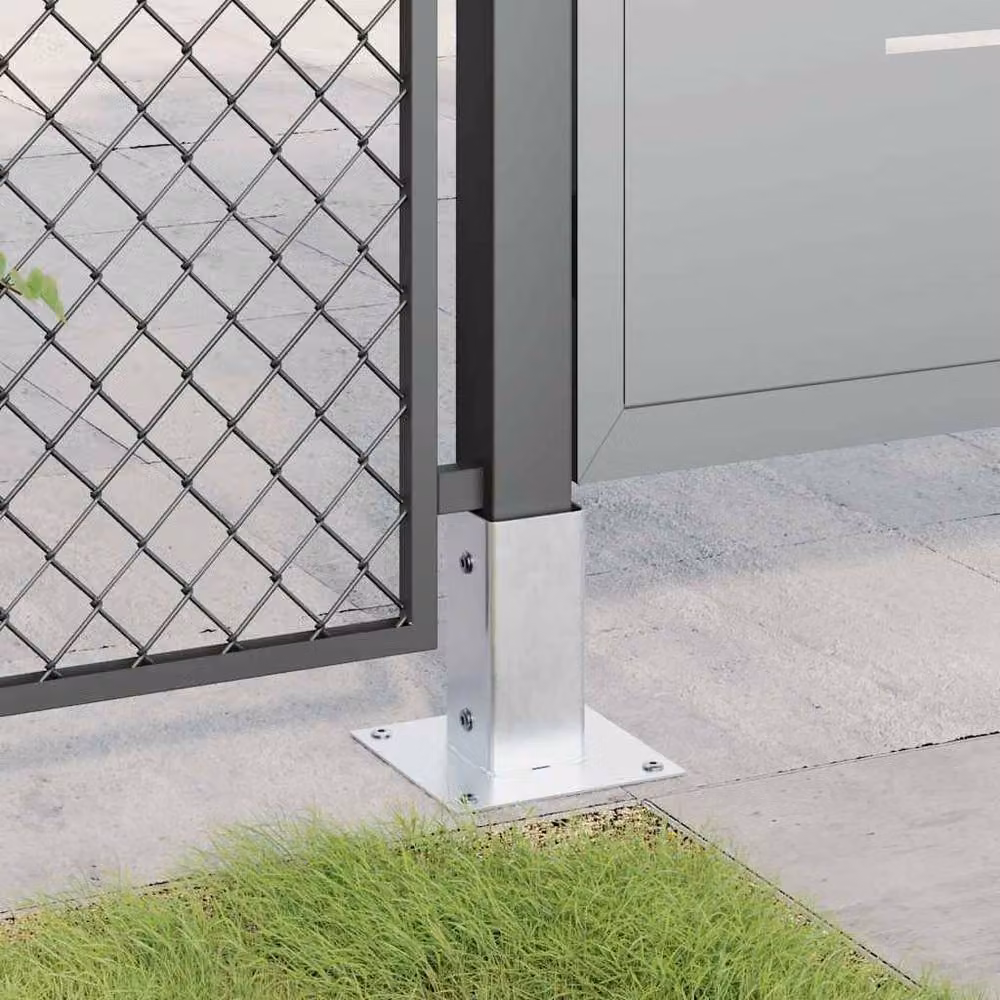 Berkfield Home Silver Galvanised Steel Square Bolt Down Post Bases, 4 Pack, 61 x 61 mm – 2