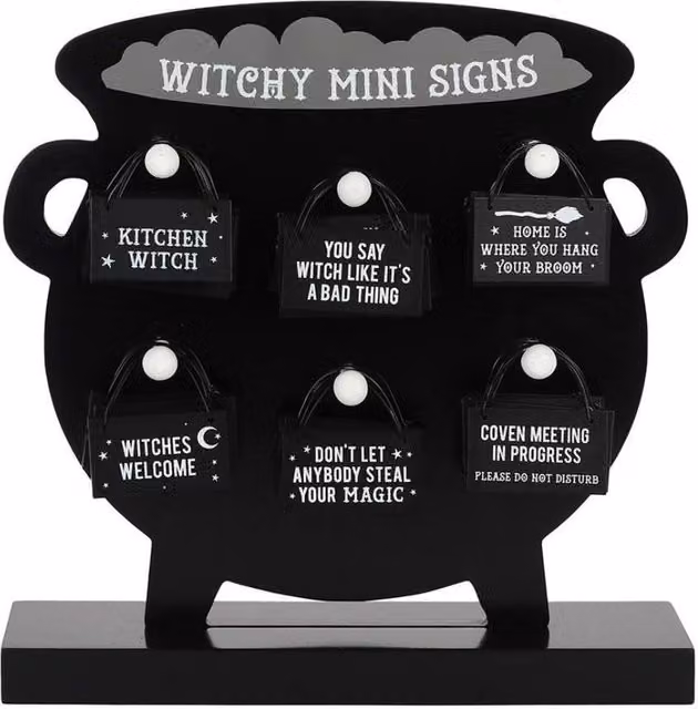 KDMD Witchy Hanging Mini Signs, 5 Pack, Black – 1