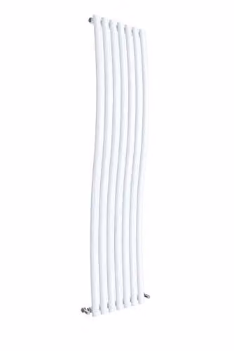 nuie HLW95 Revive Wave Modern Bathroom Wall Hung Single Panel Designer Vertical Radiator, Gloss White, H: 178.5 cm