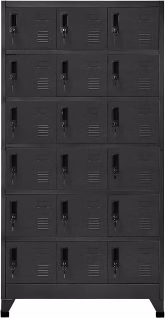 Berkfield Home Anthracite Steel Locker Cabinet with Hinged Doors, W/D/H: 90 x 40 x 180 cm