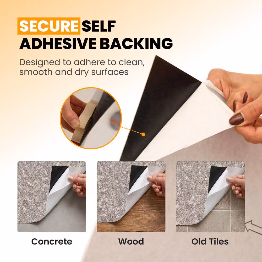 Novecrafto Self-Adhesive Vinyl Floor Tiles with Carpet Effect, Beige, Pack of 10, W/D: 45 x 45 cm – 4