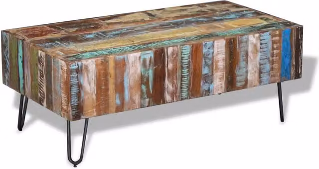 Berkfield Home Retro Solid Reclaimed Wood Coffee Table, Multicolour, W: 100 cm, D: 50 cm, H: 38 cm