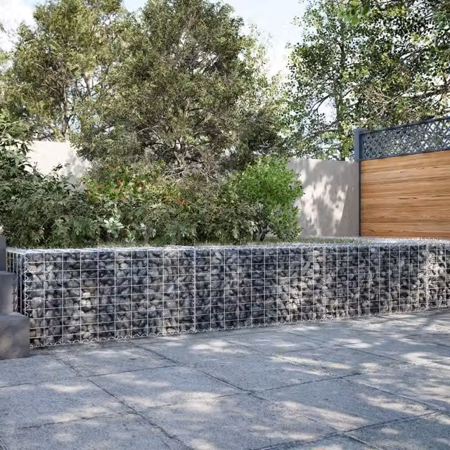 Berkfield Home Silver Galvanised Steel Gabion Basket with Cover, W: 300 cm, D: 50 cm, H: 50 cm