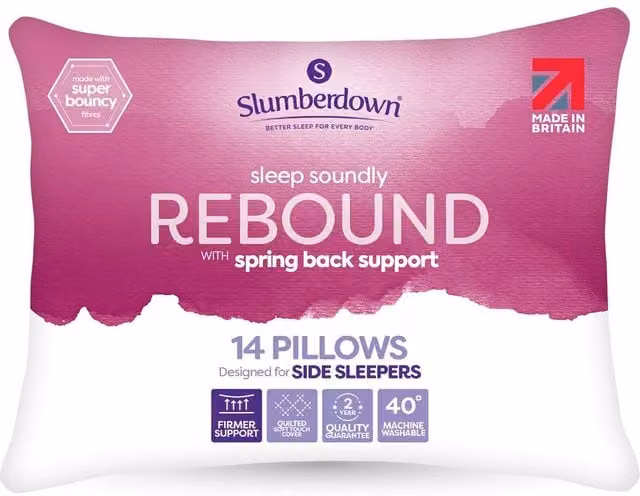 Slumberdown 14 Pack Sleep Soundly Rebound Firm Support Side Sleeper Microfibre Pillows in White – 1