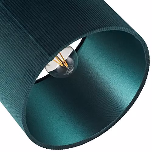 Happy Homewares Modern Round Corduroy Fabric Drum Lamp Shade in Green, W/D/H: 25 x 25 x 18 cm – 3