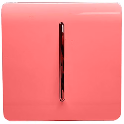 Trendi 1 Gang 2 Way Single Electrical Wall Light Switch with Screwless Raised Front Plate and Chrome Rocker in Strawberry Red
