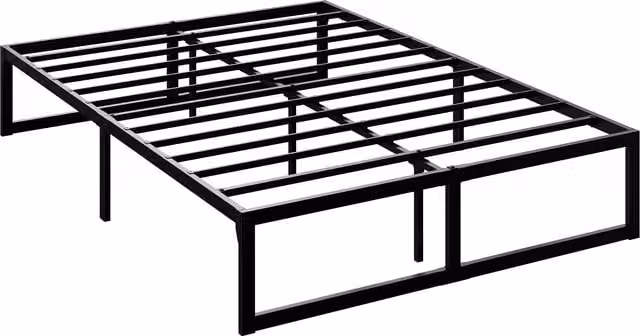HOMCOM Double Bed Frame with Underbed Storage and Steel Slat Support, Black, W/D/H: 135 x 190 x 32.5 cm