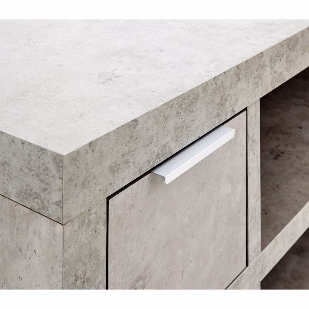 FORGEVIO Grey Concrete Effect Loft Style TV Media Entertainment Cabinet with 2 Drawers – 3