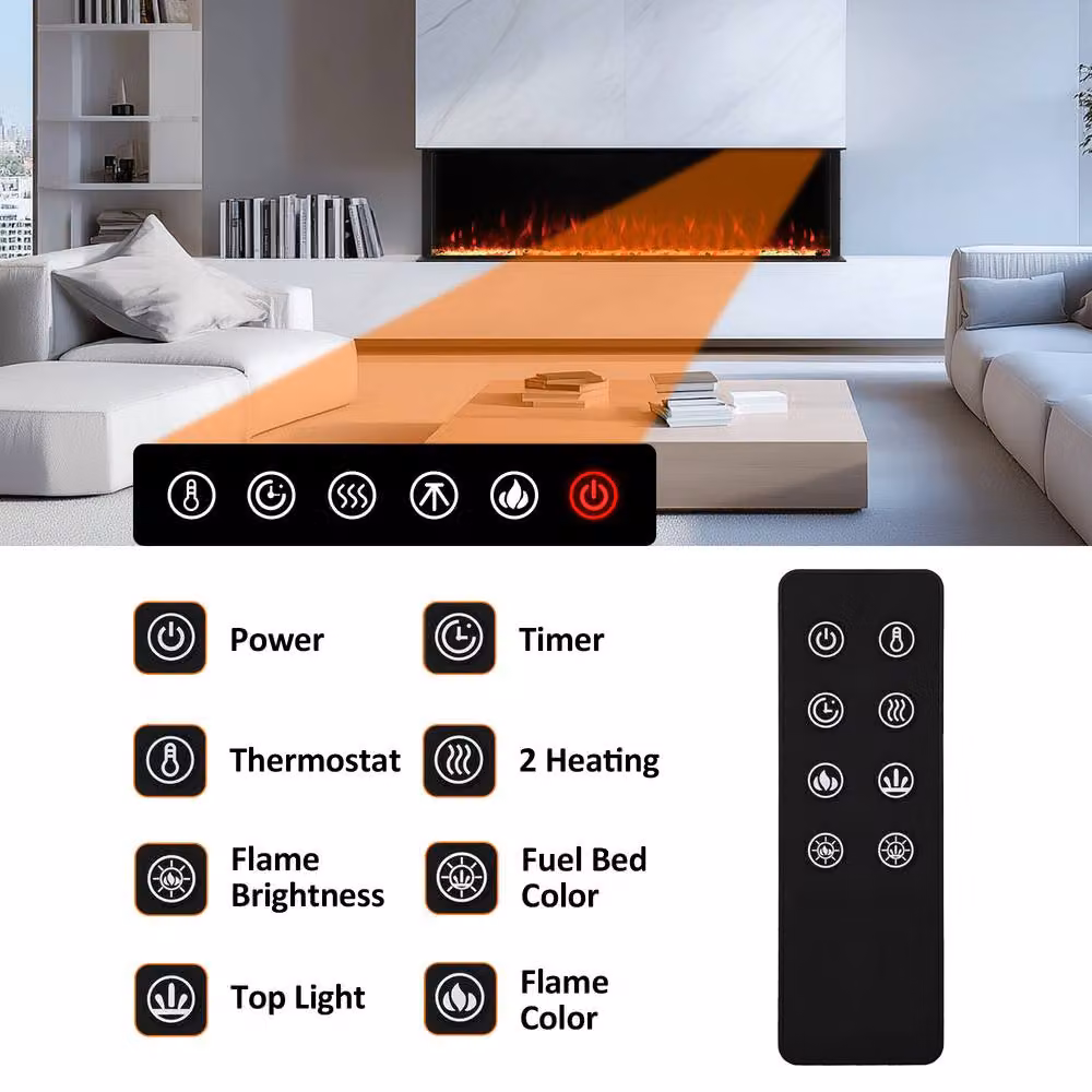 Omni-Burn 3-Side Electric Fireplace in Black, W/D/H: 106 x 25.34 x 68 cm – 5