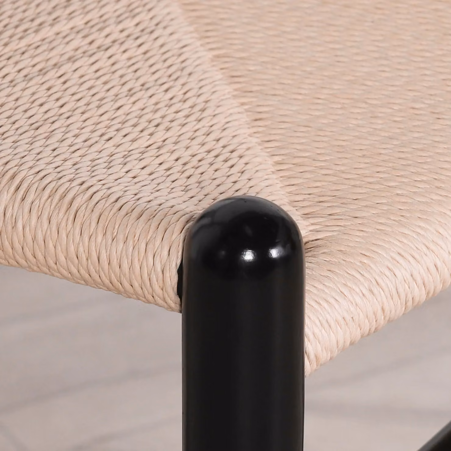 Glasstone Wishbone Mid-Century Dining Chair in Black Painted Wood with Fabric Seat – 3