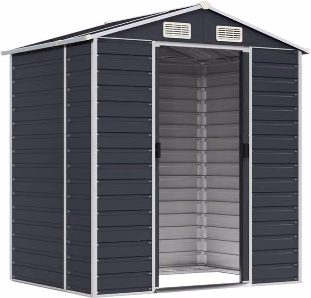 Berkfield Home Anthracite Galvanised Steel Garden Shed W/D/H: 191 x 130 x 198 cm
