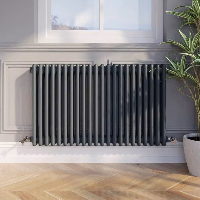 Temprazo Anthracite Steel Wall Mounted Radiator H: 119 cm, W: 30 cm, D: 10 cm