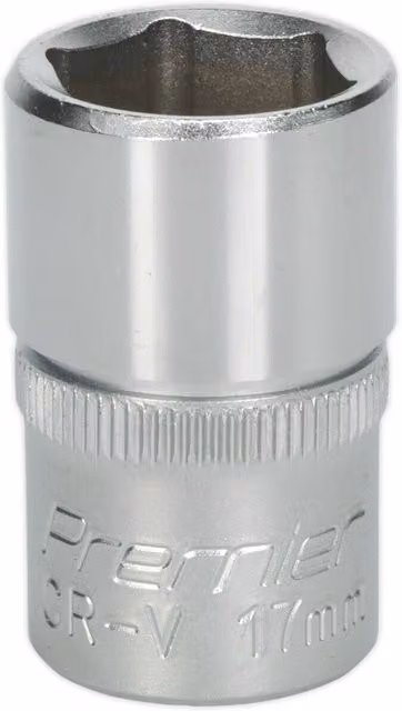 Loops 17mm Steel Drive Socket 1/2 inch Square Drive Chrome Vanadium Wrench Socket in Silver