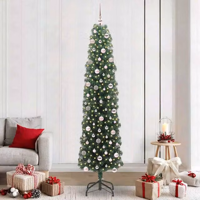 Berkfield Home Artificial Green Christmas Tree with 300 Warm White LEDs and Stand, Height: 240 cm