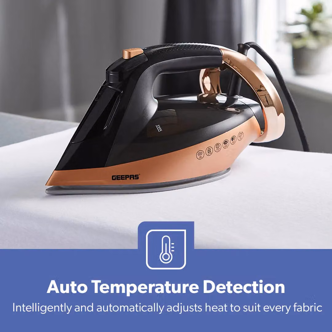 Geepas 2400W Steam Iron with Auto Temperature Control, Auto Shut Off and 1.2L Tank in Brown – 3