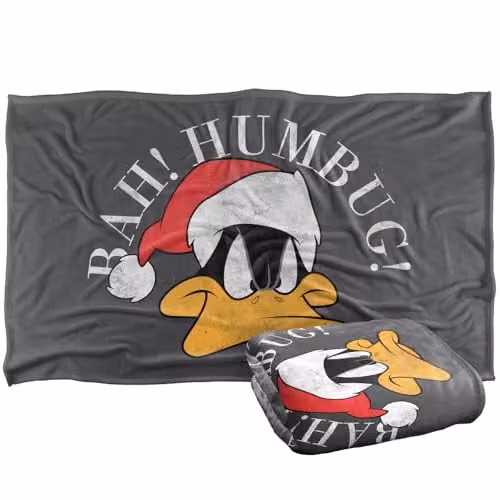 Warner Bros. Looney Tunes Daffy Duck Bah Humbug Super Soft Fleece Throw Blanket, Multicolour, W/D/H: 91 x 147 cm – 1