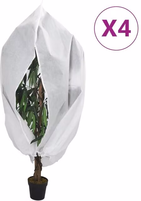 Berkfield Home Plant Fleece Covers with Zip, 4 Pack, White, W: 3.93 m, H: 3 m