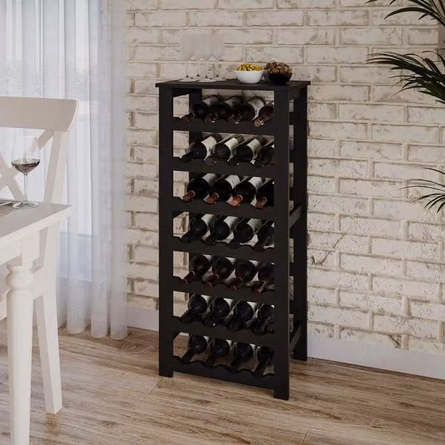 EONLION 7-Tier Black Freestanding Wine Rack for 28 Bottles, Height: 108 cm – 1