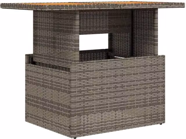Berkfield Home Grey Poly Rattan and Acacia Wood Garden Table, W/D/H: 100 x 55 x 73 cm – 1