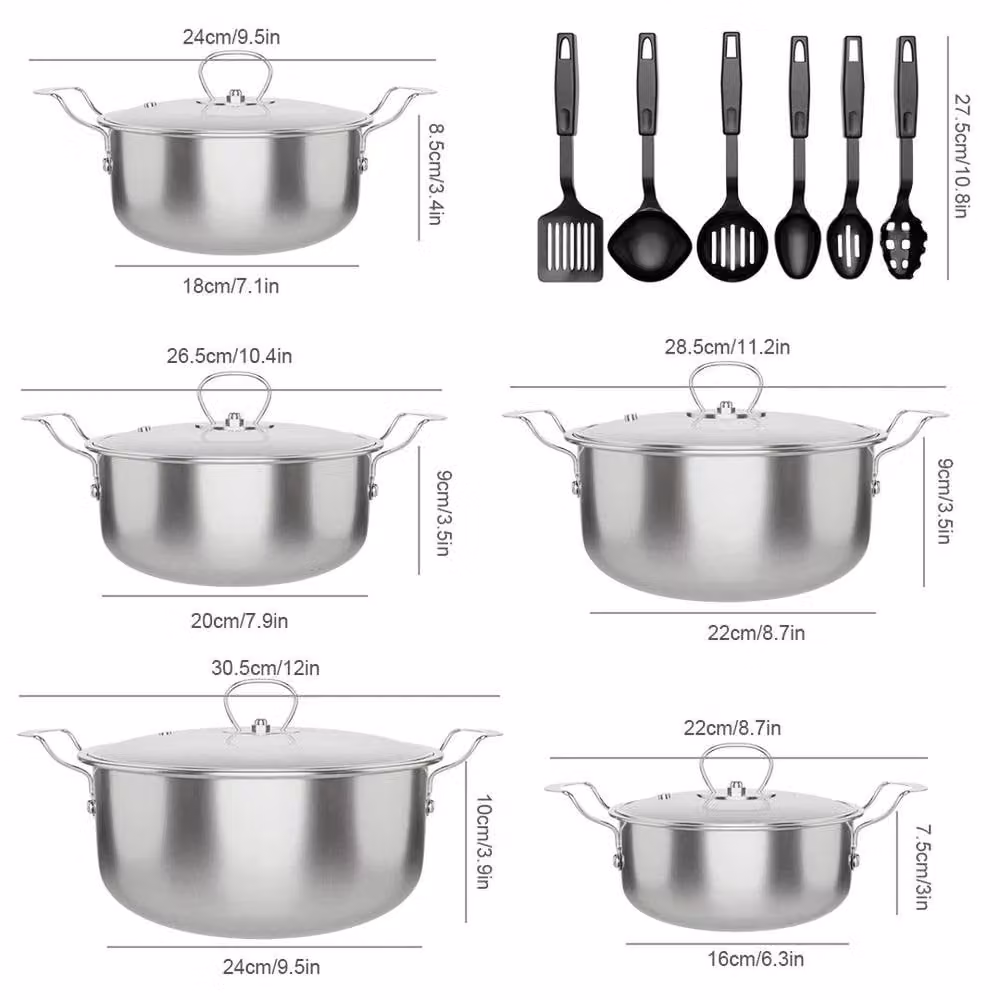 FORGEVIO Stainless Steel Uncoated Cooking Pot with Lid in Silver – 1