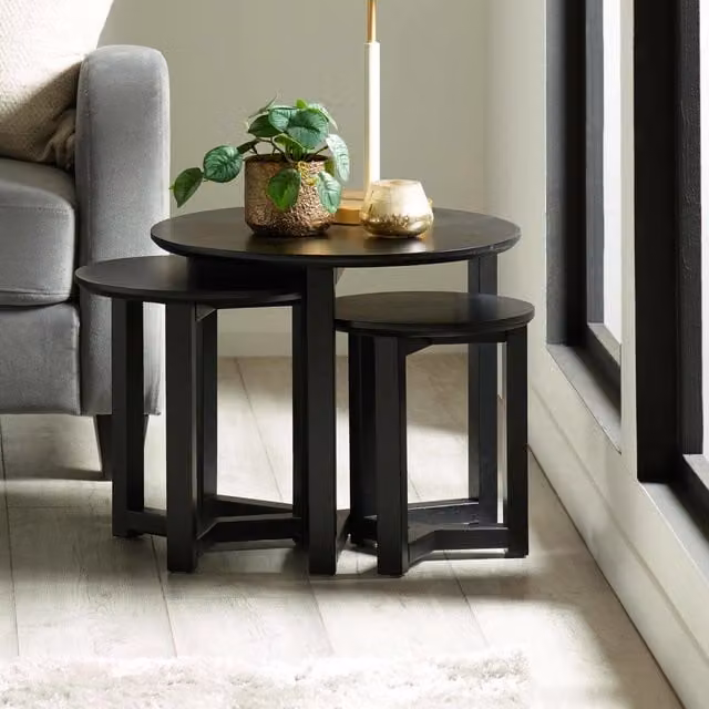 Julian Bowen Nidri Nest Of Tables in Black Oak Wood