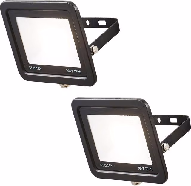 Stanley 20W LED Slimline Outdoor Floodlight, Black, IP65 Rated