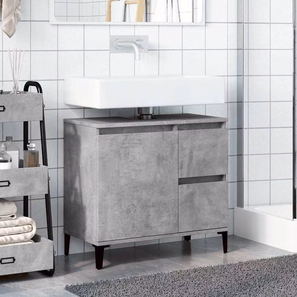 Berkfield Home Sink Cabinet in Concrete Grey, W/D/H: 65 x 33 x 60 cm – 3