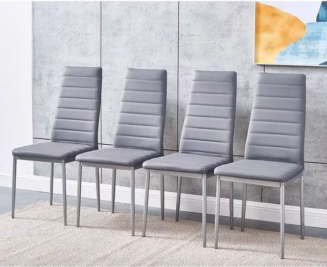 FORGEVIO Set of 4 Grey Modern Dining Chairs with High Back and Padded Seats