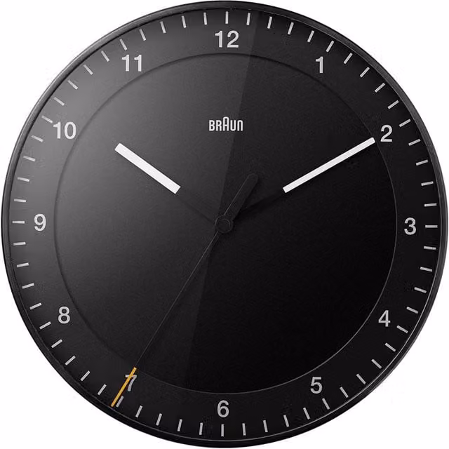 Braun Classic Silent Analogue Quartz Wall Clock in Black, Diameter: 30 cm – 1