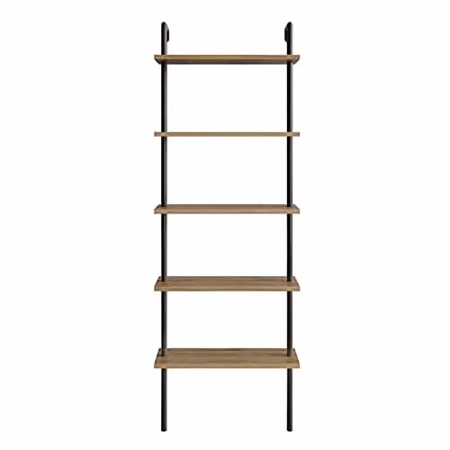 DECOROTIKA Paula 5-Tier Wall Mounted Modern Bookshelf in Black and Brown – 3
