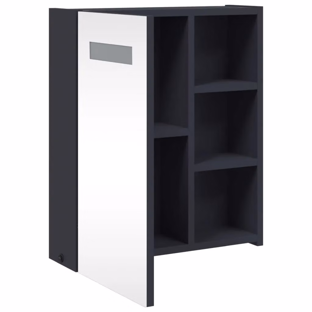 Berkfield Home Grey Glossy LED Bathroom Mirror Cabinet, W/D/H: 45 x 13 x 52 cm – 3