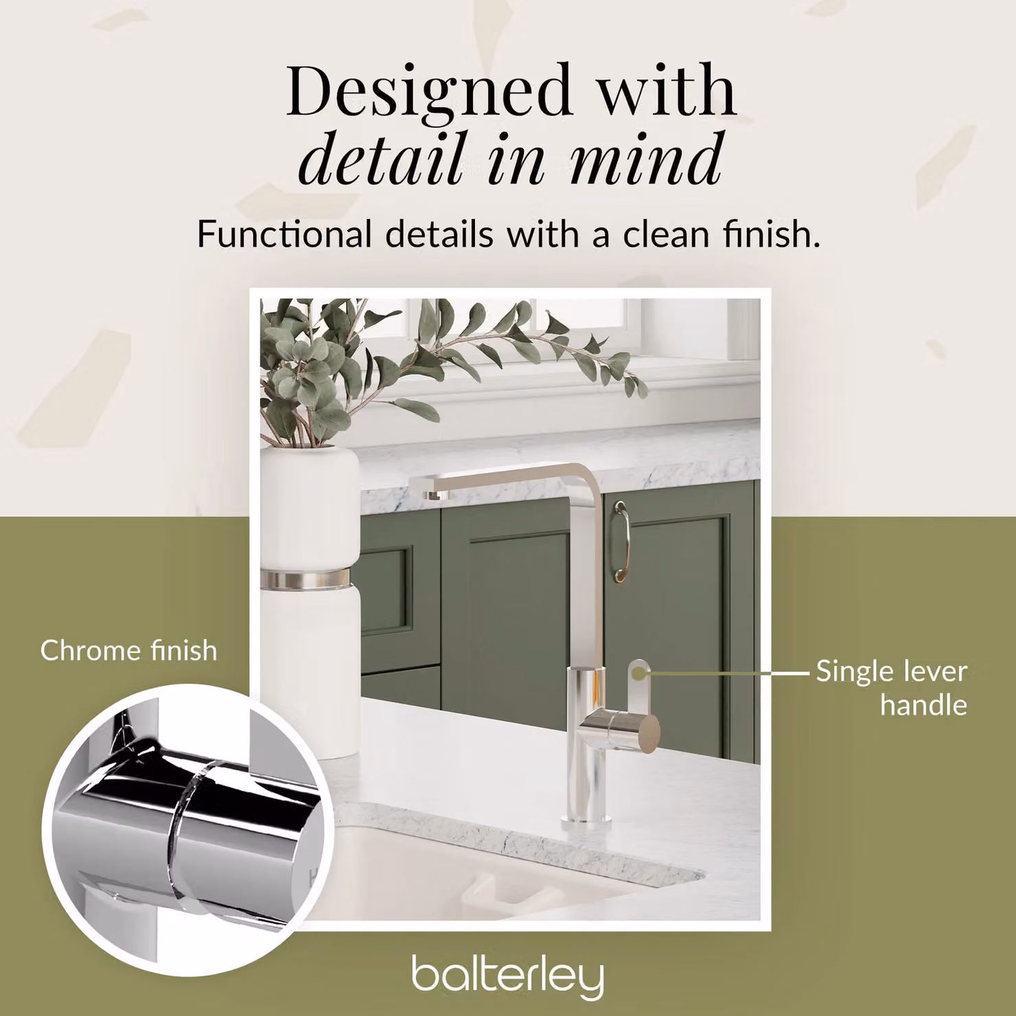Balterley Chara Kitchen Sink Mono Mixer Tap in Chrome with Single Lever Handle and Swivel Spout, Silver – 2