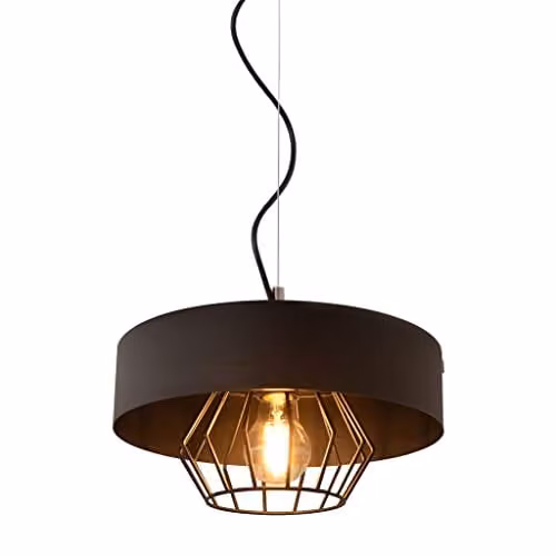 Netlighting Babilon Cylindrical Pendant Ceiling Light Black and Gold/Brass, Diameter: 29 cm
