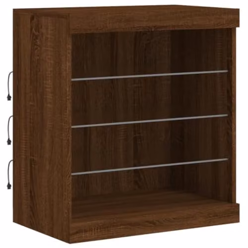 vidaXL Modern Sideboard with Integrated LED Lights in Brown Oak, W/D/H: 60.5 x 37 x 67 cm