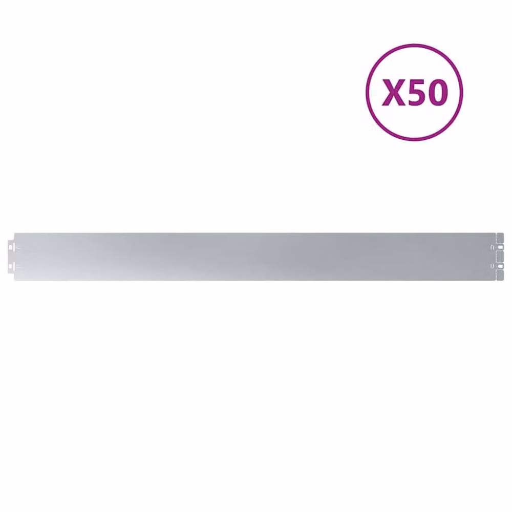 Berkfield Home Galvanised Steel Lawn Edgings, Silver, 50 Pieces, 10 x 103 cm – 1