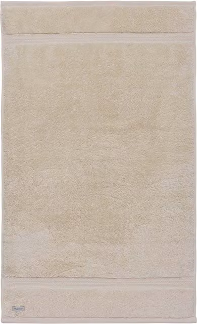 Murmur Beige Fluffy Linen and Cotton Terry Hand Towel with Border