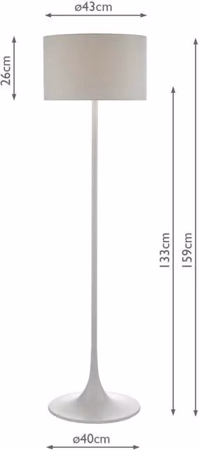 Dar Grey Fabric Floor Lamp with Cylinder Shade and E27 Retro Fitting