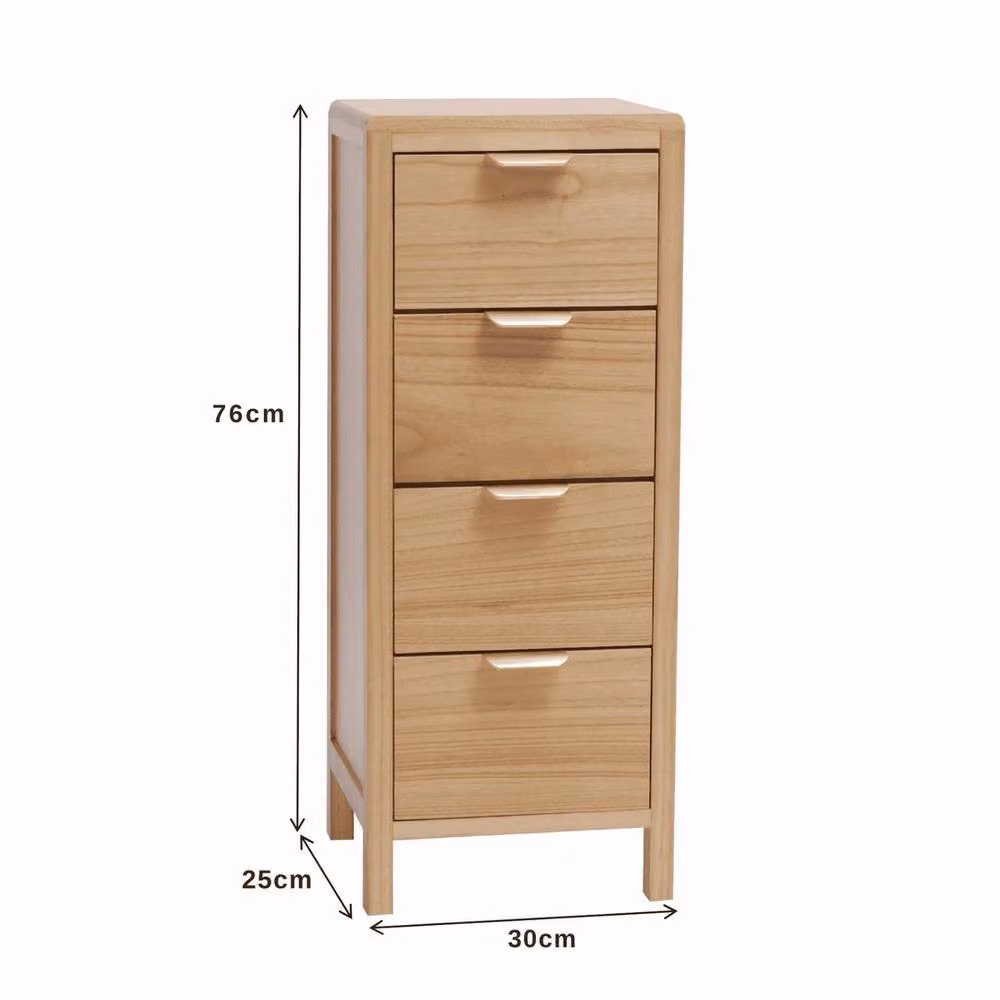 NESTLUNE 4 Drawer Tall Chest of Drawers in Natural Wood, Height: 100 cm – 2
